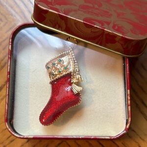 Festive Red and Gold Stocking Brooch/ Pin 
New, never used
